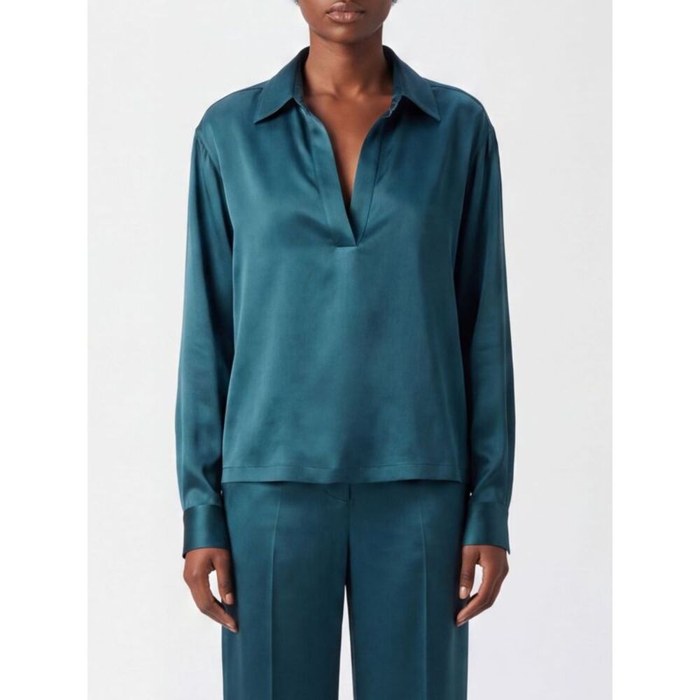 Tom Ford Women V-Neck Silk Blouse Tom Ford With Long Dropped-Shoulder Sleeves